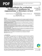 Key Ingredients For Evaluating Industry 4.0 Readiness For Organizations: A Literature Review