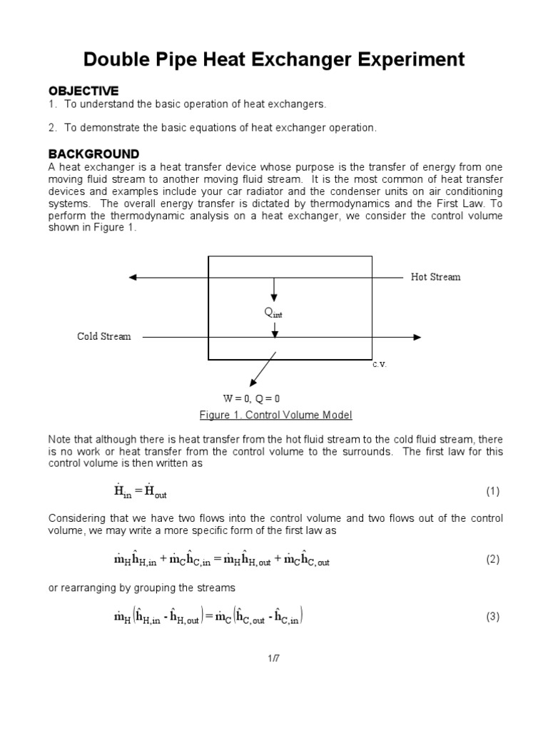 Double Pipe Heat Exchanger Experiment Heat Heat Transfer