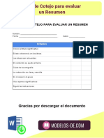 Lista de Cotejo para Evaluar Un Resumen