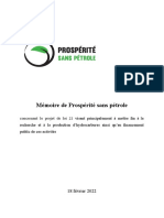 Mémoire de Prospérité Sans Pétrole - Projet de Loi 21