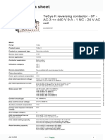 Product Data Sheet: Tesys K Reversing Contactor - 3P - Ac-3 440 V 9 A - 1 NC - 24 V Ac Coil