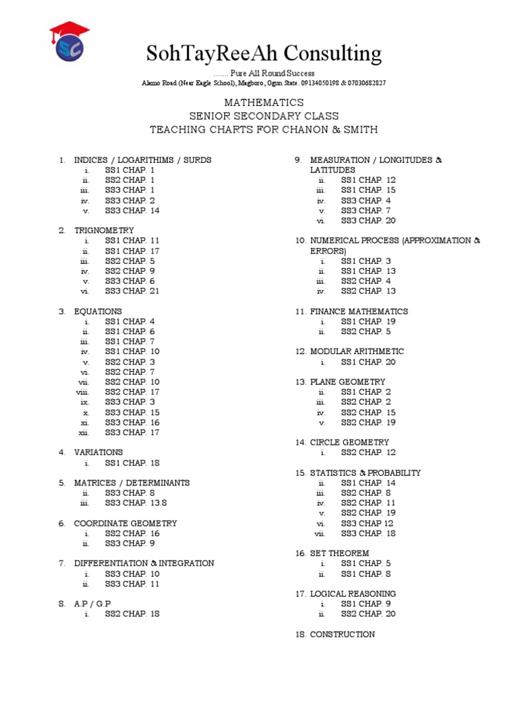 Senior Secondary Mathematics Teaching Charts | PDF | Mathematics ...