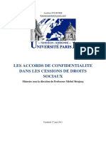 LES ACCORDS DE CONFIDENTIALITE DANS LES CESSIONS DE DROITS SOCIAUX - Aurélien Fournier