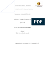 Departamento de Ingeniería Industrial: Algoritmos y Lenguajes de Programación