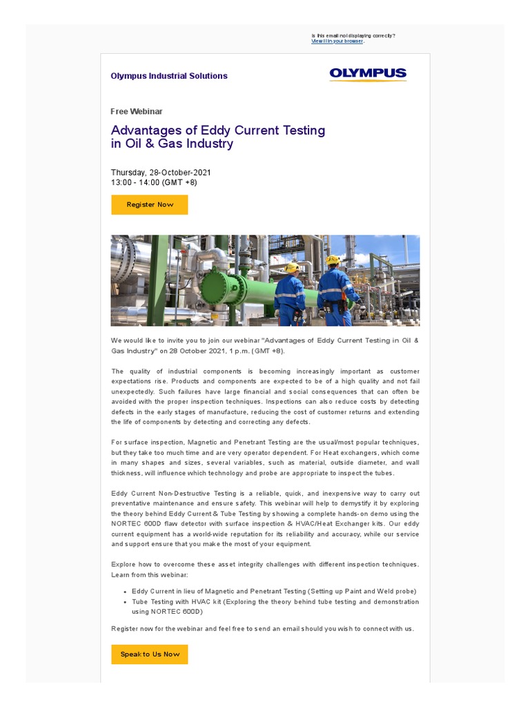 Join Our Free inar Advantages of Eddy Current Testing in Oil & Gas