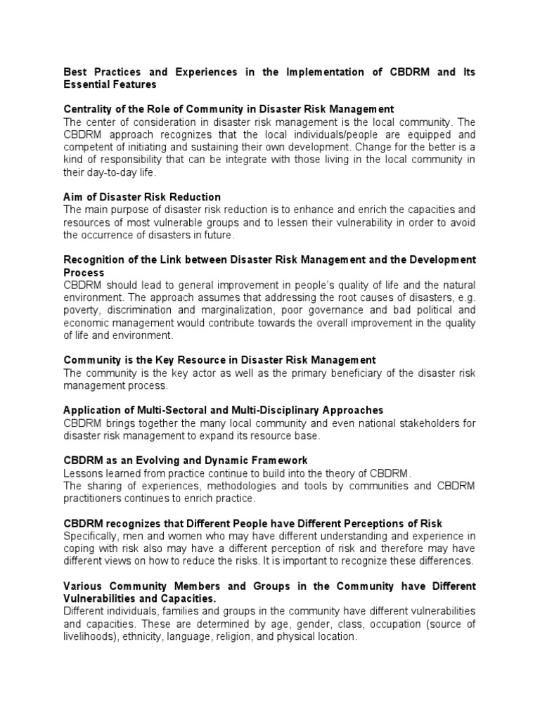 Best Practices in CBDRM Implementation | PDF | Risk Management ...