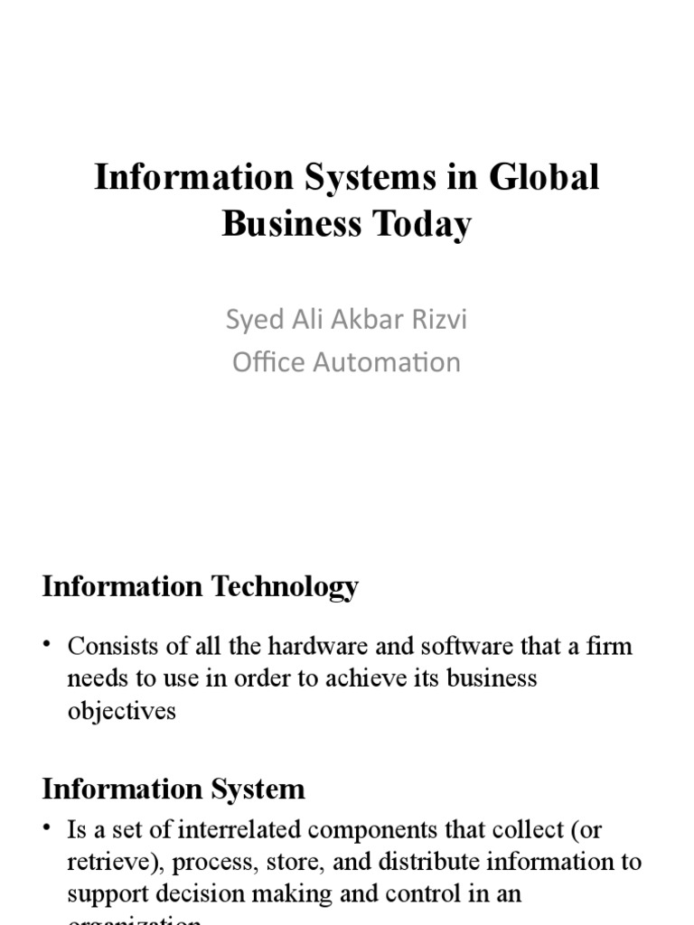 Information Systems in Global Business | PDF | Information System ...