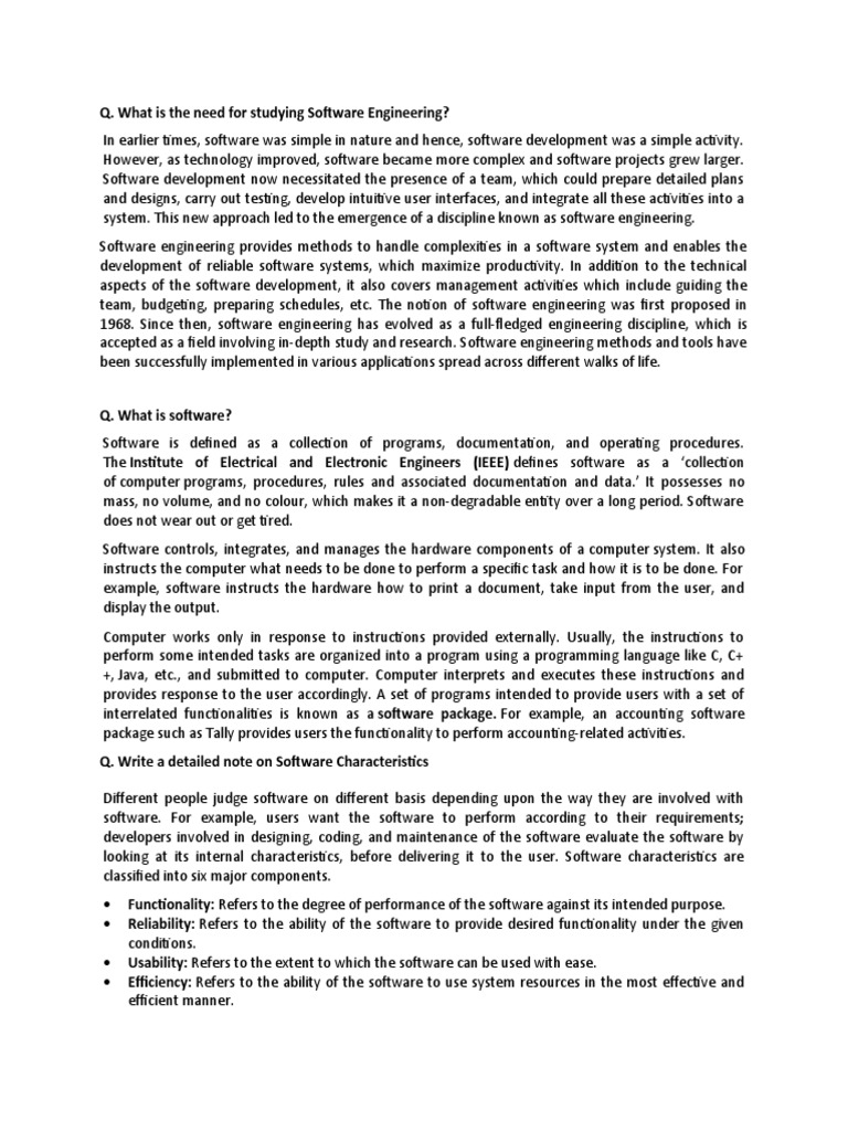 Software Definition, Characteristics and Classification | PDF