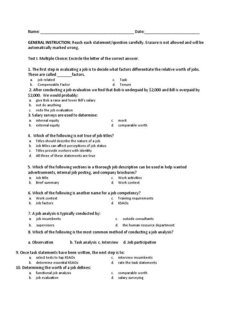 Drills 4 I/O Psychology PDF Performance Appraisal Psychological