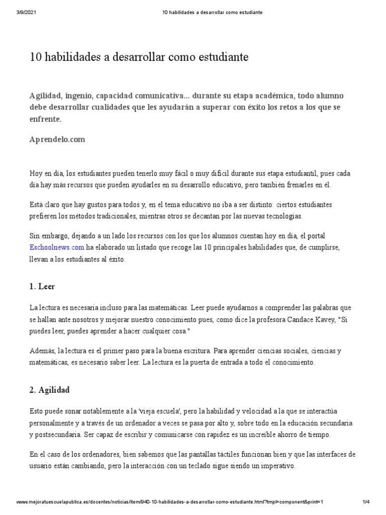 10 habilidades clave para estudiantes | PDF | Aprendizaje | Creatividad