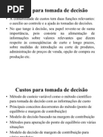 Custos para tomada de decisão