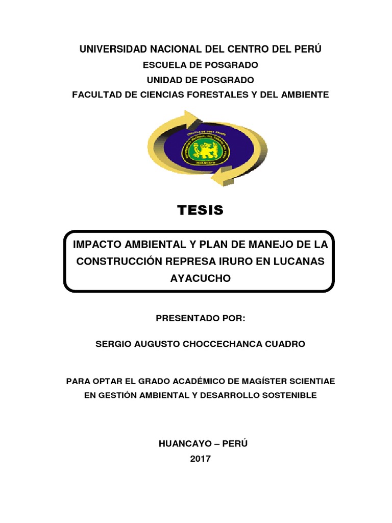 Impacto Ambiental Represa Iruro Ayacucho | PDF | Evaluación de impacto ...