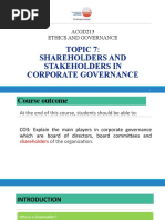 Topic 7 - Shareholders and Stakeholders in Corporate Governance