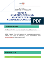 Topic 7 - Shareholders and Stakeholders in Corporate Governance