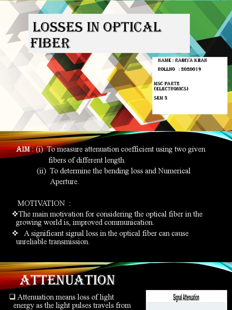 Losses in Optical Fiber PDF Attenuation Optical Fiber