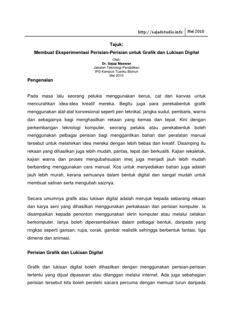 Perisian Komputer Grafik Lukisan Digital Pdf