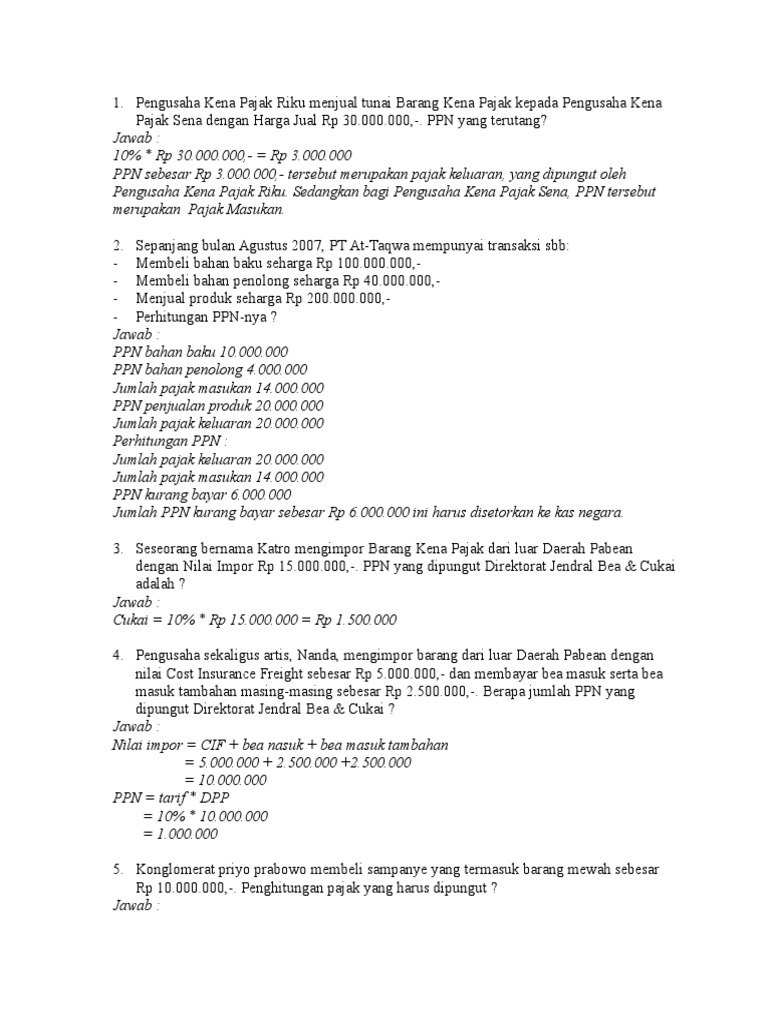 Sumbangan Soal Ppn Ppn Bm