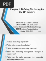 Chapter 1: Defining Marketing For The 21 Century: Prepared By: Zainab Ghaddar Presented To: Dr. Alaa Abass