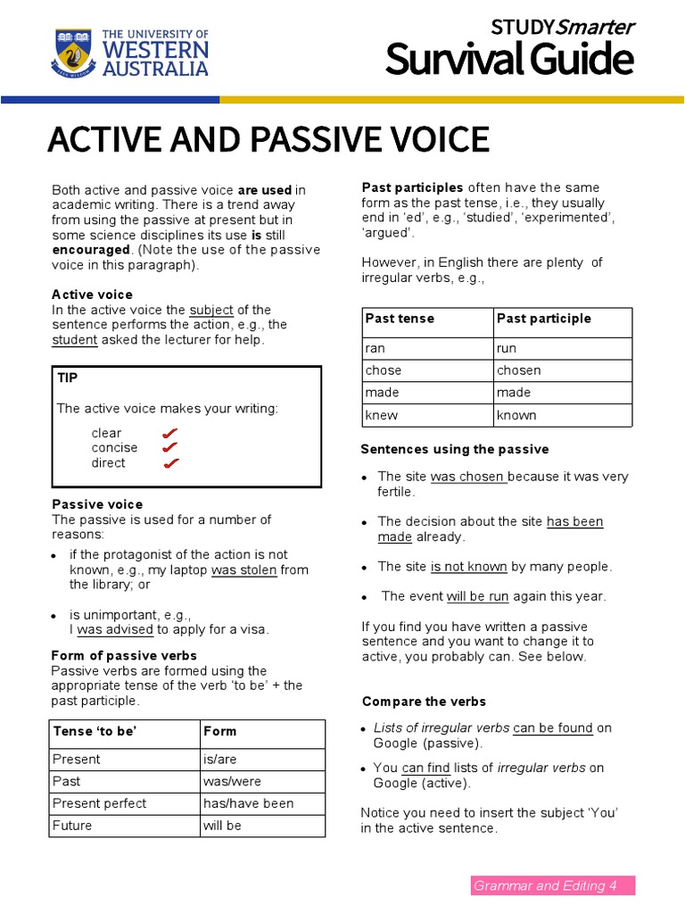 Active vs Passive Voice Guide | PDF | Verb | Grammatical Tense