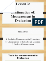 Lesson 3: Continuation Of: Measurement in Evaluation