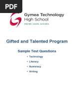 Gifted and Talented Program: Sample Test Questions