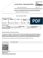 Comprobante de Envío de Solicitud de Permanencia Definitiva: Ministerio Del Interior y Seguridad Pública