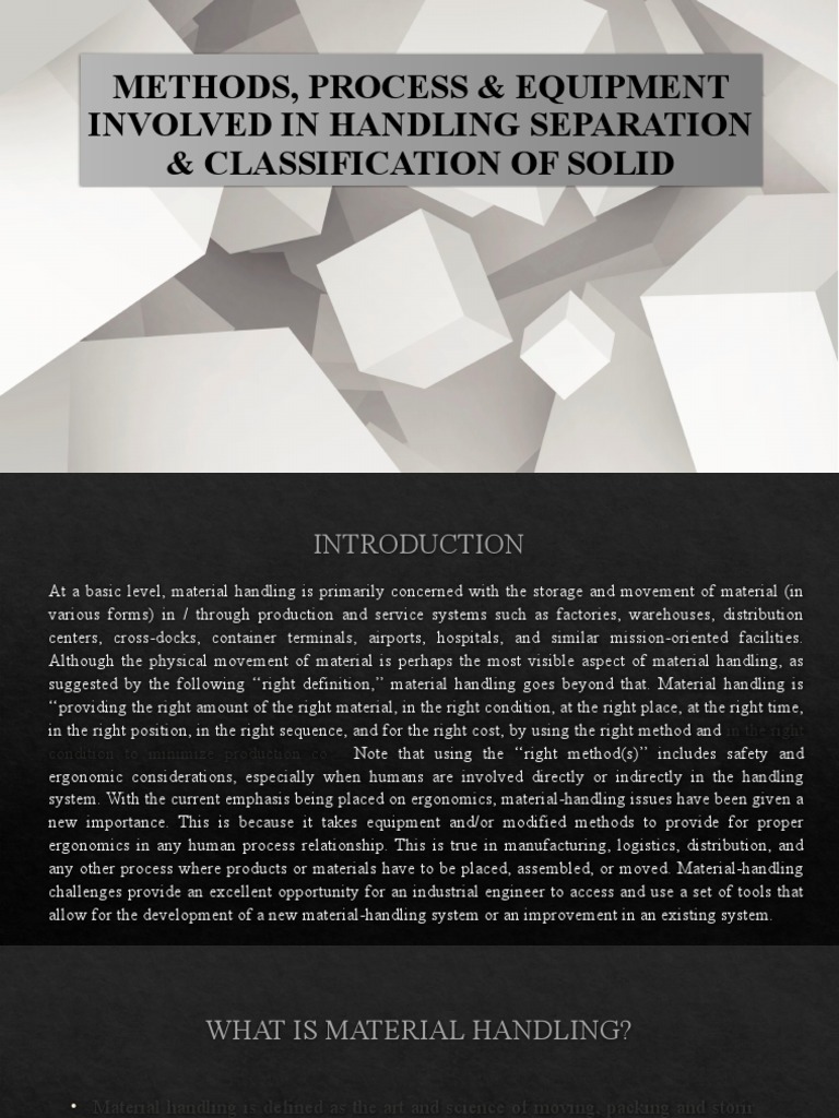 Methods, Processes and Equipment Involved in Handling of Solids | PDF ...