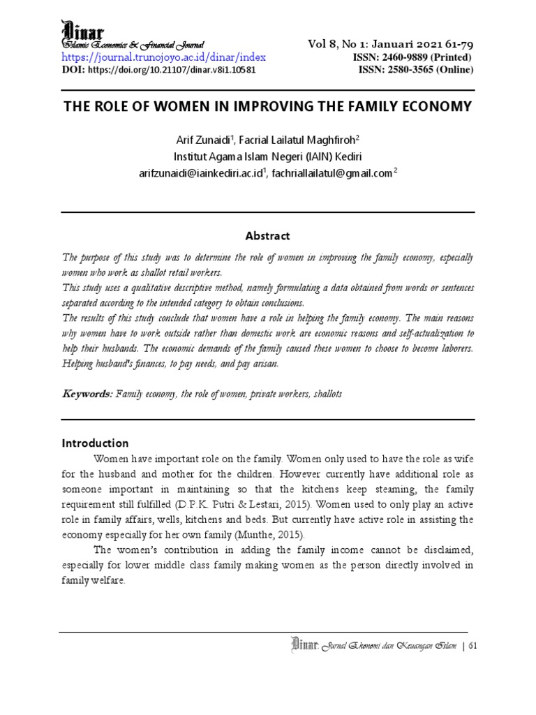 The Role of Women in Improving The Family Economy | PDF | Family ...