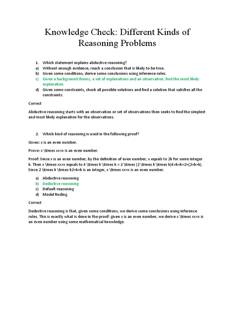 1-2-Different Kinds of Reasoning Problems | PDF | Mathematical Proof ...