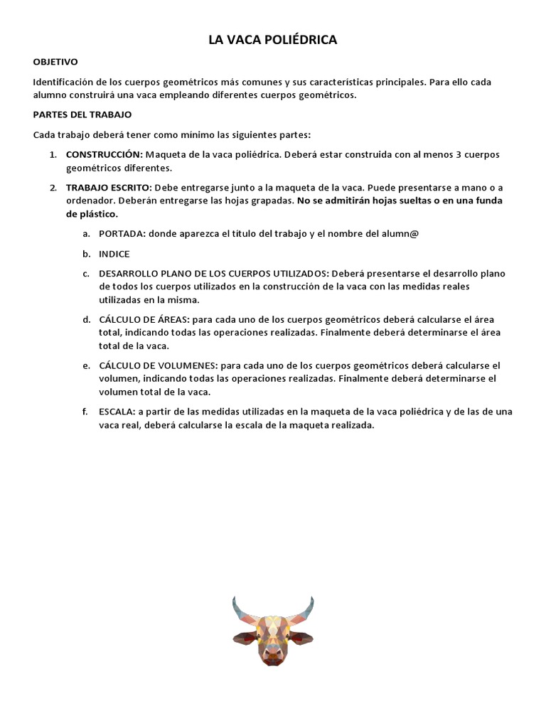 Maqueta de Vaca Poliédrica Geométrica | PDF