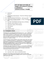 Unit 3 Estimation of Brickwork in Single Storey Buildings Stone Masonry General Specifications of RCC Work