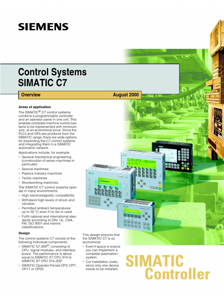Siemens Simatic C7 Control System | PDF | Programmable Logic Controller ...