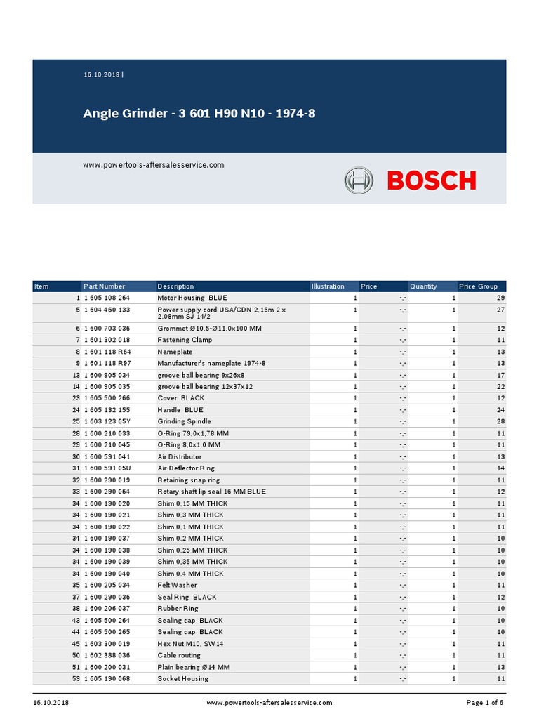 Angle Grinder 3 601 H90 N10 19748 PDF Manufactured Goods