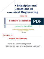 Basic Principles and Calculations in Chemical Engineering: Lecture 1: Introduction