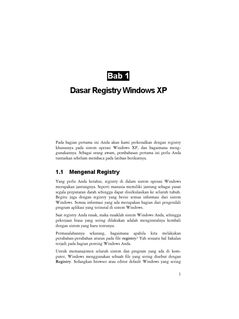 Dasar Registry Windows XP | PDF | Komputer