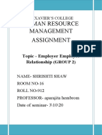 Human Resource Management Assignment: Topic - Employer Employee Relationship