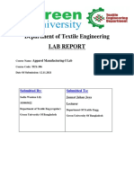 Department of Textile Engineering Lab Report: Apparel Manufacturing-I Lab