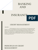 BANKING AND INSURANCE CREDIT MANAGEMENT