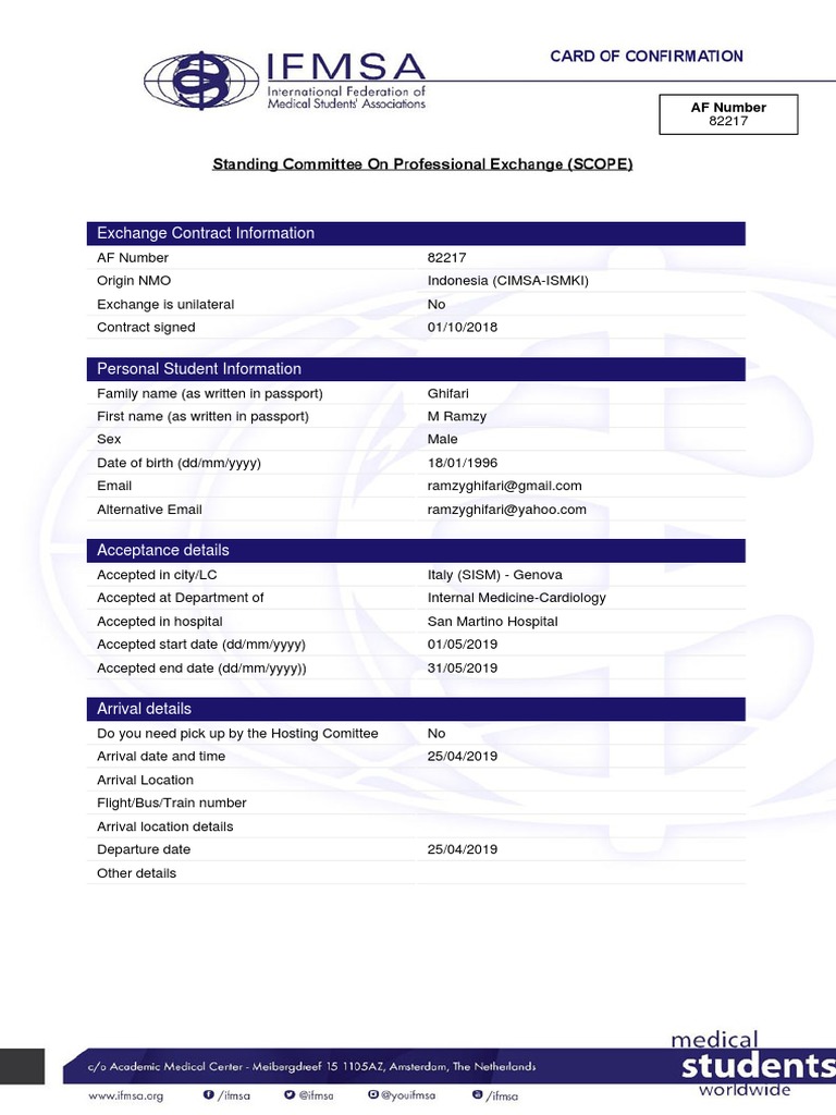 Exchange Contract Information: AF Number | PDF