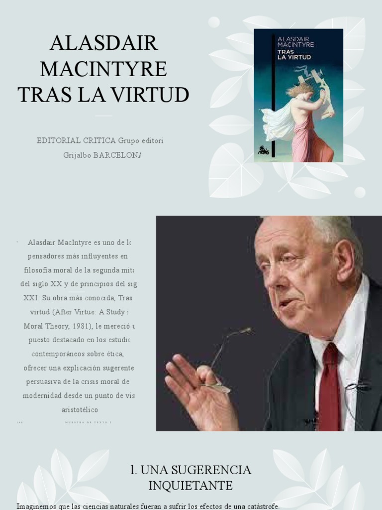 Alasdair Macintyre Tras La Virtud PDF Moralidad Instituciones