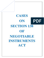Cases ON Section 138 OF Negotiable Instruments ACT