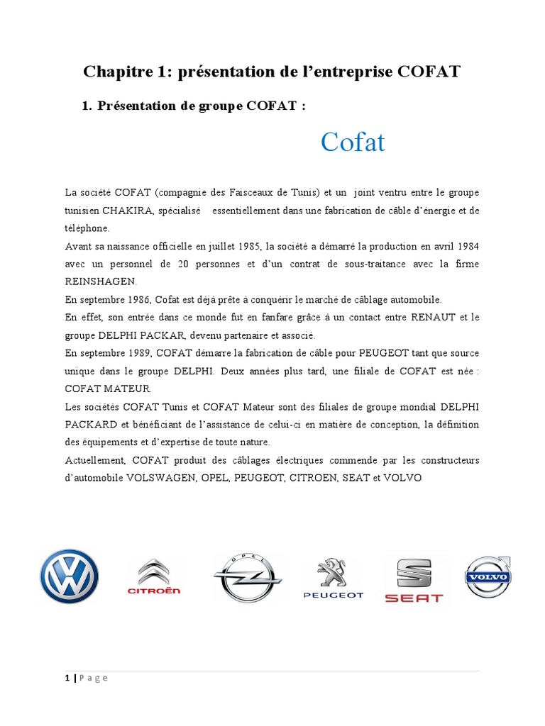 Présentation de l'entreprise COFAT | PDF | Technologie et ingénierie