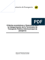 Criterios económicos y financieros para categorización de terminales de transporte