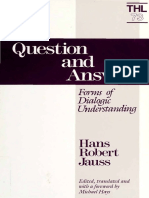 Forms of Dialogic Understanding: Hans Robert Jauss