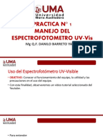 Practica #1 Manejo Del Espectrofotometro Uv-Vis: MG Q.F. Danilo Barreto Yaya