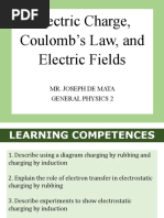 Electric Charge, Coulomb's Law, and Electric Fields: Mr. Joseph de Mata General Physics 2