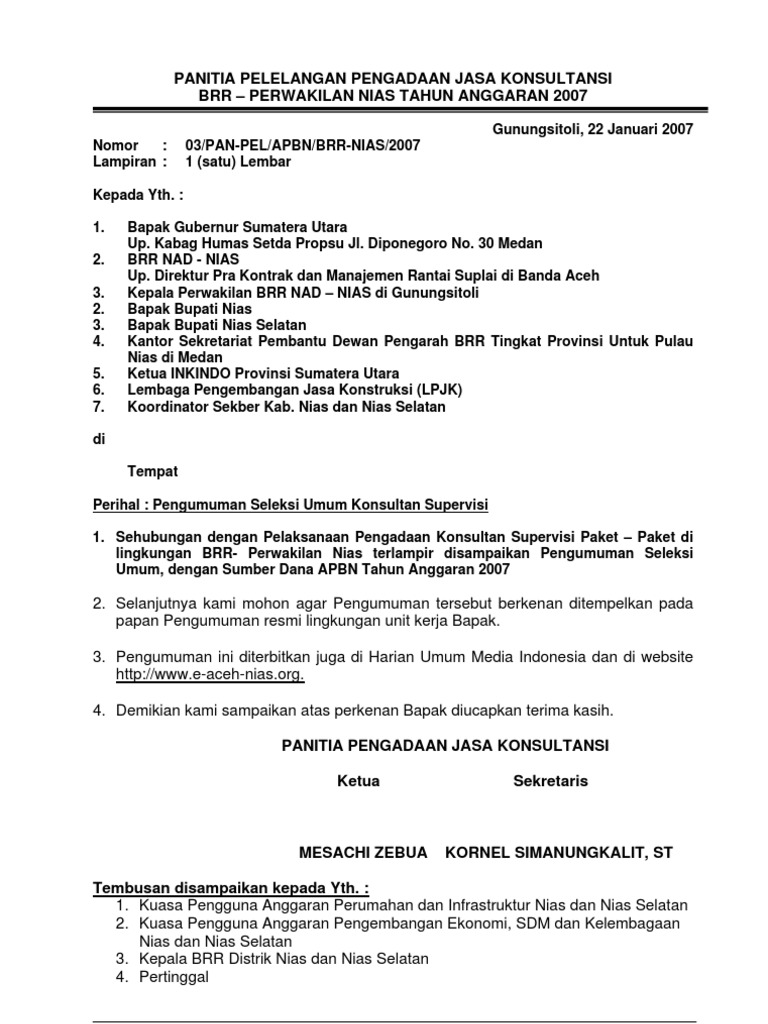 Surat Penawaran Pengadaan Proyek Jasa Konsultasi