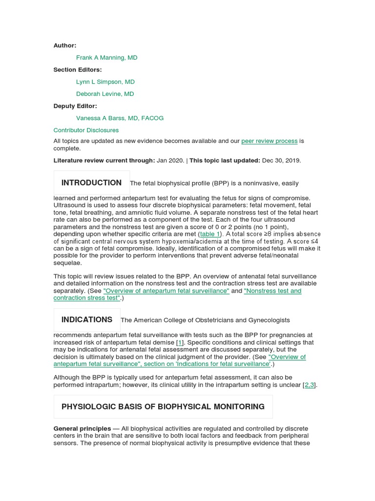 Biophysical Profile PDF | PDF | Fetus | Childbirth