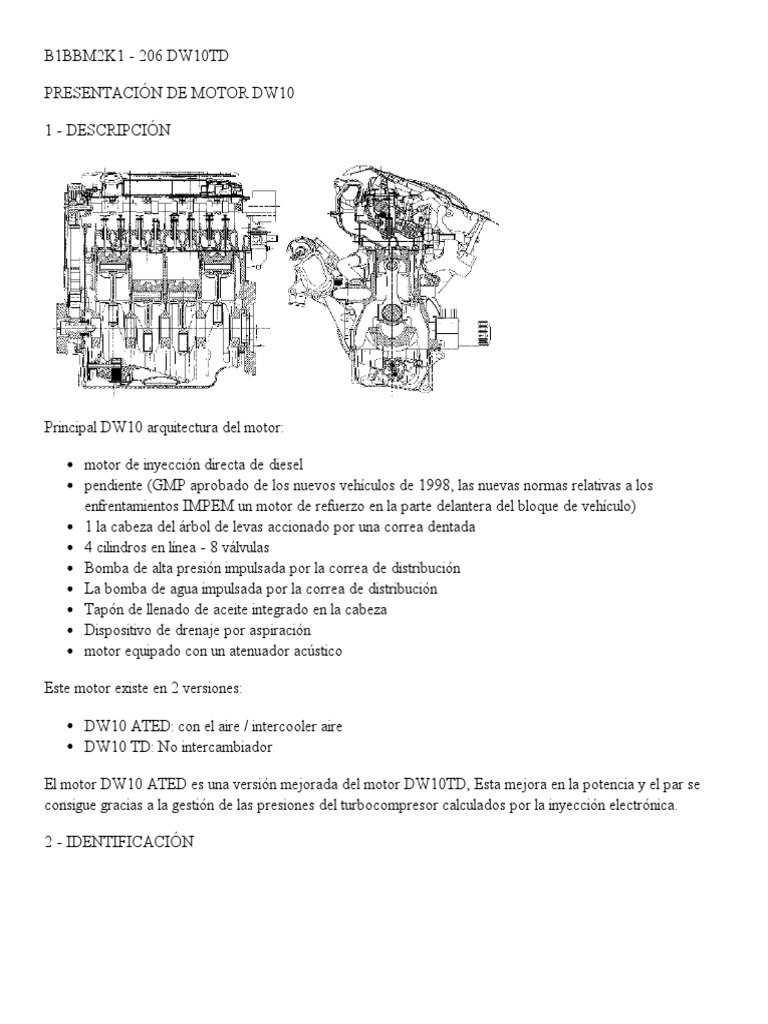 Motor DW10TD: Especificaciones y Características | PDF | Turbocompresor ...