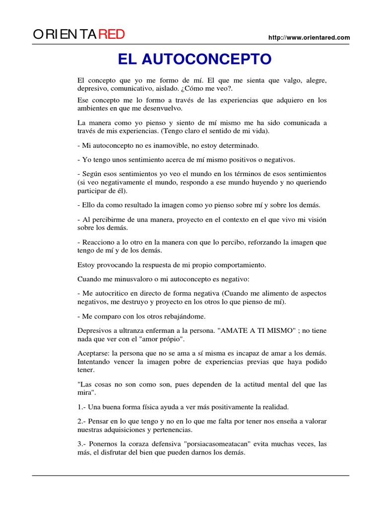 Autoconcepto: Claves para el Bienestar | PDF | Amor | Autoestima